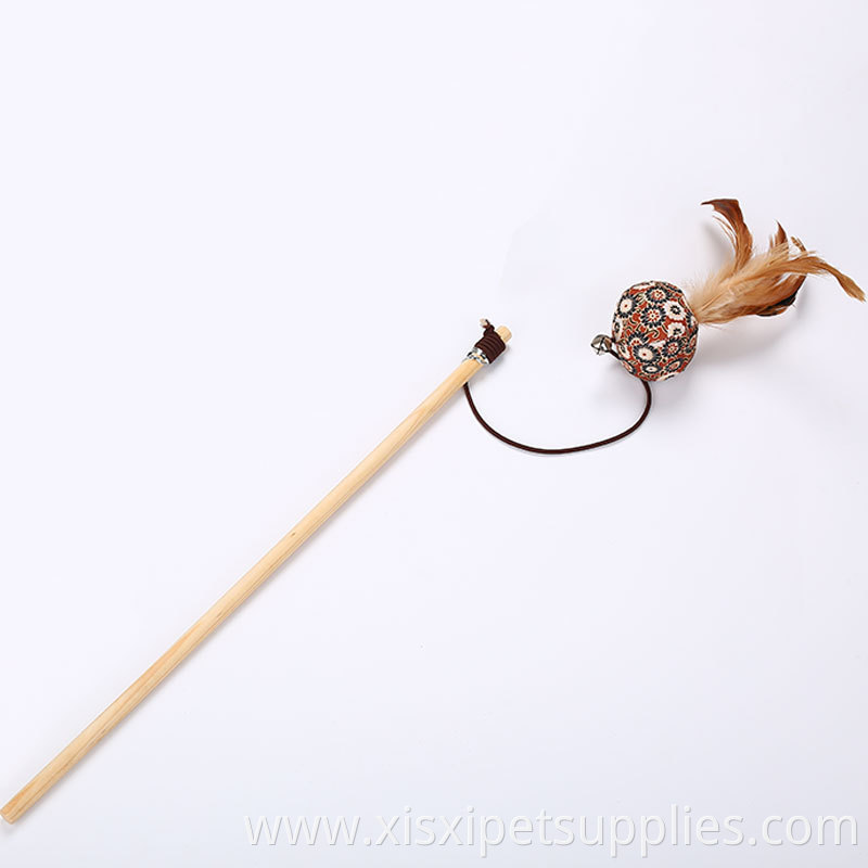 Newstyle Ball Pole Cats Rods Plaything Fish and Mouse Wooden with Feather for Cats Cat Teaser Interactive Toys Pet Toys Opp Bag
